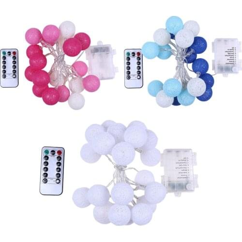 20 Leds Cotton Ball Christmas String Light Battery Powered& Remote Controller Indoor Warmth Hanging Decoration for Window,Stairs