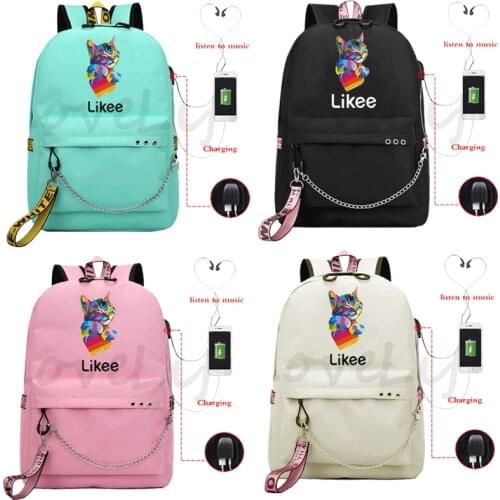 Likee Video Backpack USB Charging Backpack School Backpack USB Design Backpack Likee Like Backpacks for Girls Travel Backpack
