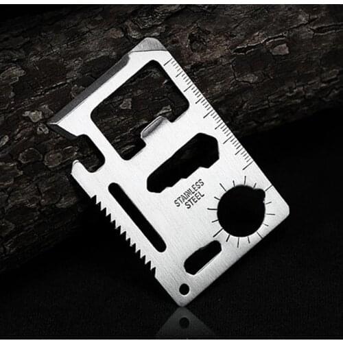 Silver for Camping 1Pcs with Black Holster Blade Card Sawtooth Wrench Multi-function Saber Screwdriver Bottle Opener Portable