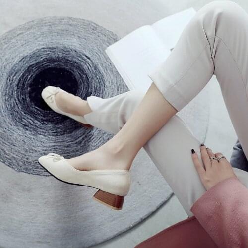 Single shoe thick heel spring and autumn students 30 42 44 45 46 large womens shoes 40 41-43