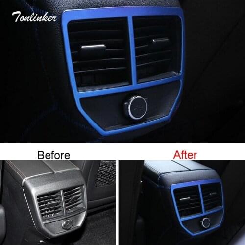 Tonlinker Cover sticker for Peugeot 3008 GT 2016-17 1 pcs Stainless steel Armrest Rear Air Conditioner Outlet Cover Stickers