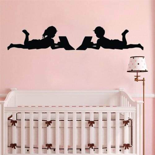 Vinyl Wall Stickers For Children Kids Boys Girl Reading Books Room Decoration School Library Studyroom Decel Poster Mural DW9543