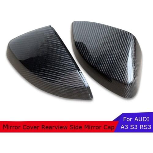 1Pair Carbon Fiber Mirror Cover Replacement Rearview Side Mirror Cap Change For Audi A3 S3 RS3 No Hole for Side Assist 2014-2019