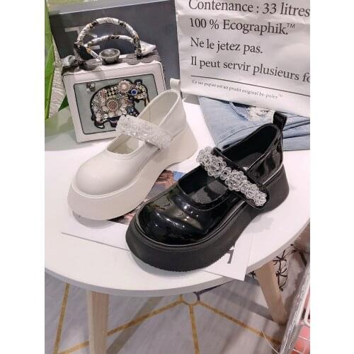 2021 spring and autumn new ladies Mary Jane platform shoes patent leather round toe jk uniform British small leather shoes