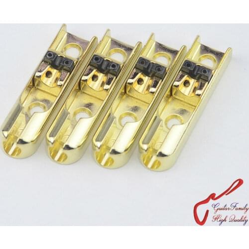 1 Set ( 4 pieces ) GuitarFamily Single-String Bass Bridge With Lock Down For 4 Strings Electric Bass ( Gold ) MADE IN KOREA