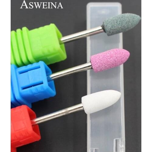 ASWEINA 1pcs Big Head Ceramic Stone Manicure Drill Bits Korund Material 3 Colors Nail Clean Electric Cutter Tools
