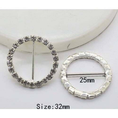 10Pc 32MM Sweet round Rhinestone Buckle flatback buckle for Wedding Invitation Letter crystal Diamond DIY Acessories decorative