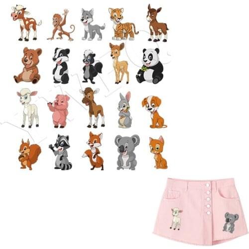 20pcs/lot 3D Animal DIY Patches Clothes Stickers Washable Heat Transfer Patches Easy Print By Household Irons Panda Cat Fox