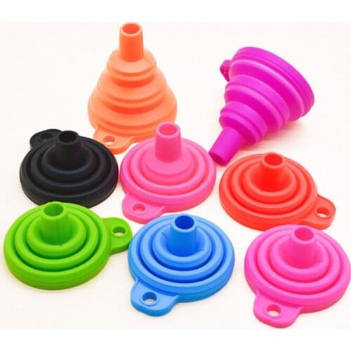 200Pcs/Lot Food-Grade Folding Silicone Funnel Household Liquid Dispensing Mini Funnel Home Kitchen Accessories