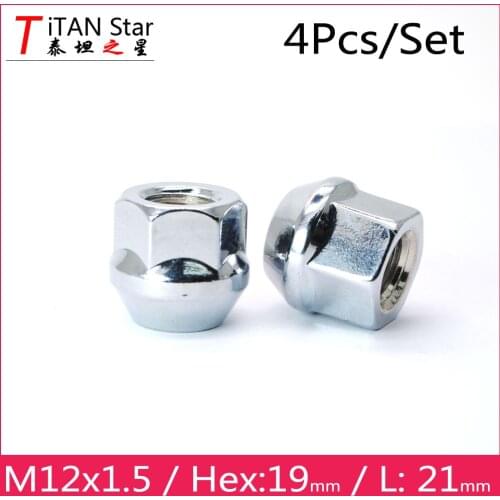 4pcs Open M12x1.5 1.5 OEM OE Stock Factory Wheels Rims Acorn Lug Nuts 19Hex Chrome FOR Ford Chevrolet Buick