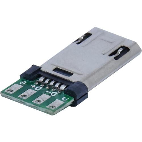 5pcs NEW Micro Male Plug with PCB Solder Plate Double-sided 5P Usb Connector+ Type-C USB Connector 4Pin