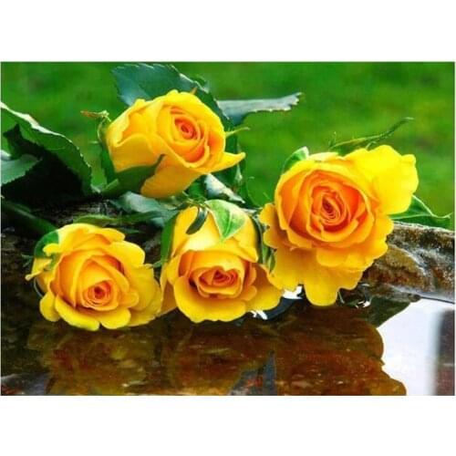 5D Diamond Painting Yellow rose DIY diamond embroidery cross stitch mosaic full square rhinestone home decor Painting P1070