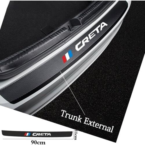 For Hyundai Creta ix25 i30 Tucson Sonata Solaris Accessories Leather Carbon Fiber Car Rear Bumper Trunk Guard Protected Stickers