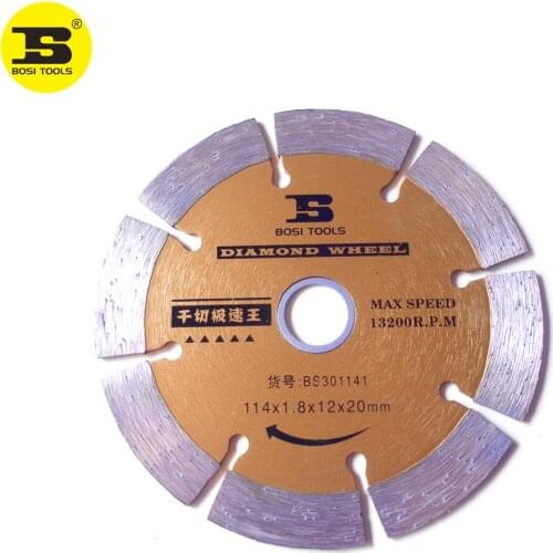 BOSI 114x1.8x12x20mm Segmented Dry Diamond Cutting Blade For Concrete Granite Marble