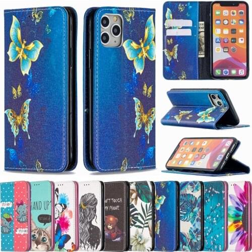 Painted Leather Case Wallet Case For iPhone 7 8 Plus 11 12 Pro Max 12 Mini X XR XS Max SE2020 Color Print Pattern Stand Case