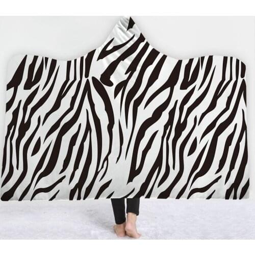 Black and white stripes Blanket with hat keep Warm soft comfortable Blanket Zebra crossing good quality Blanket sell well