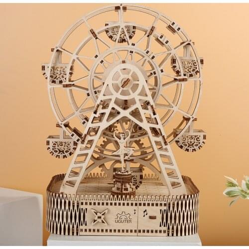 Wooden Music Ferris Wheel 3D Puzzle DIY Mechanical Drive Model Kit Constructor Figure Decompression Adults Toy Children Gift