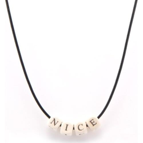Selected Letters Simple Alphabet Wooden Beads Necklace with 80cm Adjustable Rope Chain As New Year Gift Customize Name Jewelry