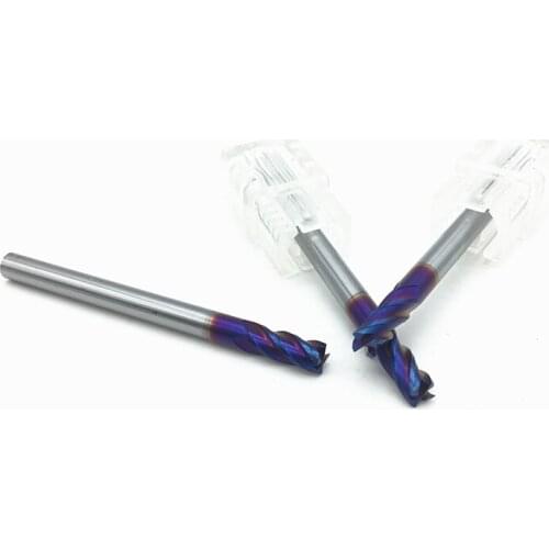 1PC 4mm End Mill HRC65 4 Flute D4*11*4*50 50mm Long Fattened End Mills Straight Slim Shank nACo-Blue Coated Milling Cutter