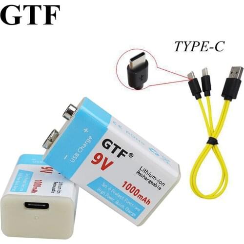 Lesbar li-ion stapel, gtf, 9v, 1000mah, usb, typ-c, spielzeug, fernbedienung, lithium-batterie, dropshipping