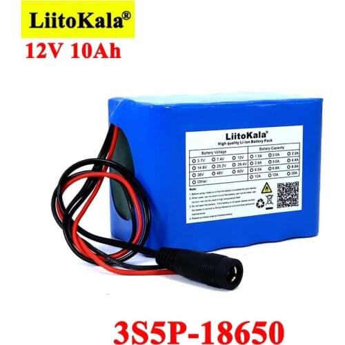 Liitokala 12V 10Ah 18650 li-lon battery pack 10000mAh with BMS for UPS Monitor emergency lights Uninterrupted power