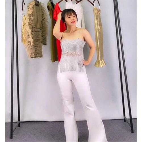 New Arrival Fashion Boot Cut Women Pants High Flat White Black Rayon Bandage Pants Leisure Pants