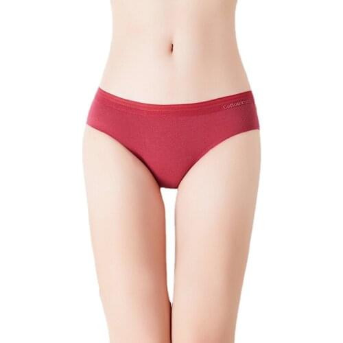 New breathable sexy lace cotton traceless mid-waist large size briefs for ladies