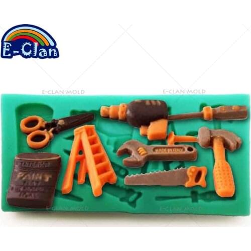 New DIY hardware tools spanner scissors saw silicone fondant molds cake decorating tools cake tools chocolate mould F0035GJ30