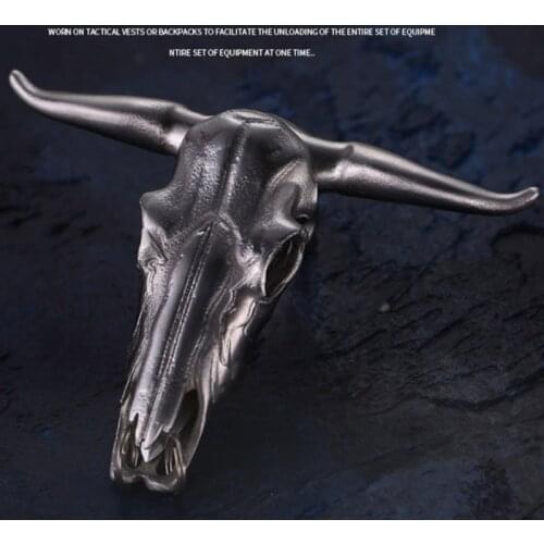 EDC Personalized cow head design Atlanta Belt Knife Stainless Steel Army Self-defense Knife Bulls Weapons Head Keychain Jewelry