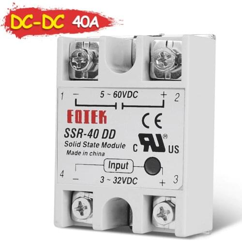 SINOTIME Single Phase SSR-40DD Solid State Module Relay dc-dc 40A 3-32V DC TO 5-60V DC