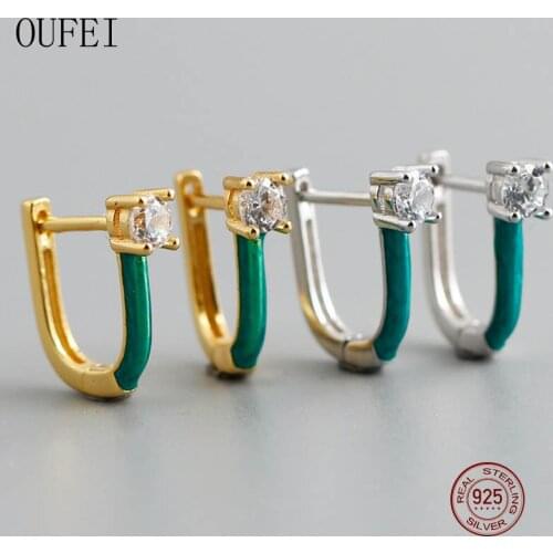 OUFEI Women Hoop Earring 925 Sterling Silver Ear Ring Zircon Fine Small Simple Round Earrings Fine Jewelry Accessories
