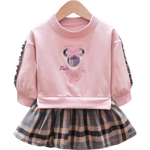 Girls Dresses 2021 Toddler Girls Kids Clothes New Knee-length Cotton Spandex Cute Style Ball Gown Casual Cartoon Baby Dress