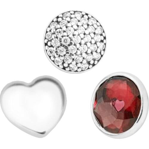 Fits for Floating Locket Pendant Necklace January Petites Pack In 3 Parts Beads 100% 925 Sterling Silver Jewelry Free Shipping