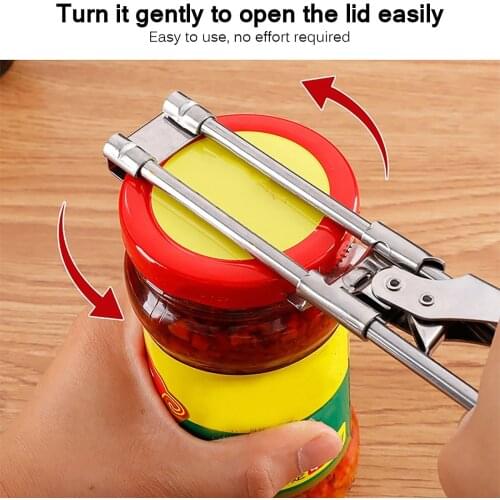 Adjustable Multi-Function Bottle Cap Opener Stainless Steel Lids Off Jar Opener Labor-Saving Screw Can Opener For Kitchen Tools