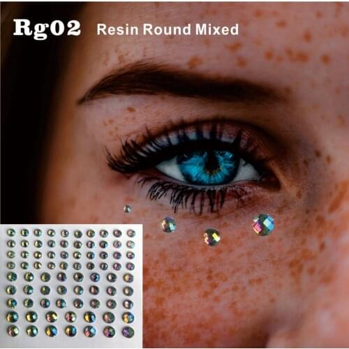 RG02 Clear Shiny Resin DIY Face Gems Jewels Bindi Dots Beauty Body Art Sticker Eye Makeup Decor Sticker Accessories Festival