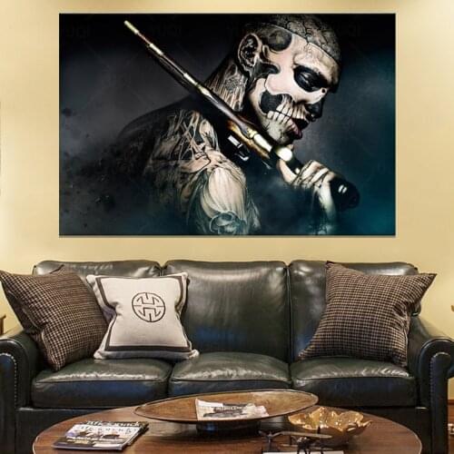 Rick Genest Ronin Gun Tattoo Rico the Zombie Machine Modern Pictures Decoration Art Print Poster Living Room Wall Painting