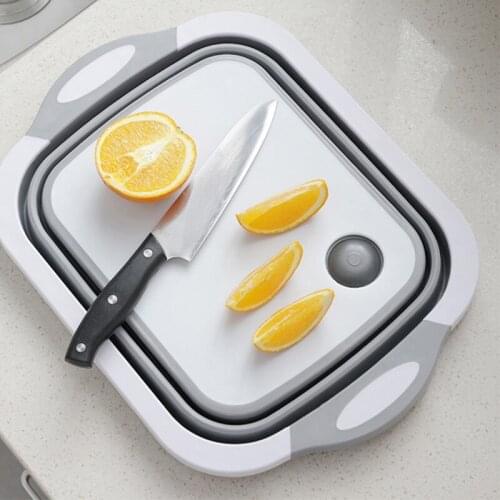Folding Cutting Board fruit and vegetable storage basket Three-in-one washing board basin drain cutting board outdoor folding