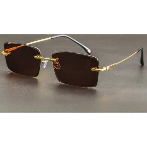 Man Vintage Rimless Glass Sunglasses Woman Natural Crystal Stone Sun Glasses Anti Eye Dry Anti Scratch Top quality