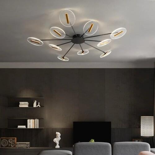 Black Modern LED Chandelier For Living Room Bedroom Chandeliers Acrylic shade loft restaurant lighting fixtures hanging lamp