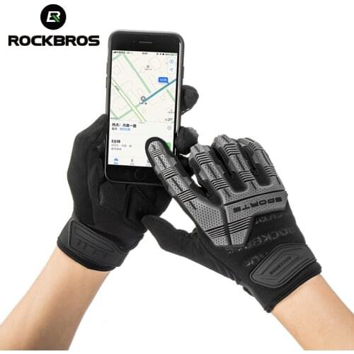 ROCKBROS Bicycle gloves Men Women SBR 6mm Thickened Pad Shockproof Breathable GEL Full Finger Sport MTB Road Bike Gloves