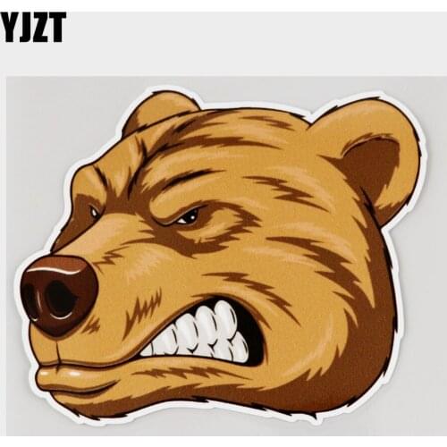 YJZT 13.2CM×10.7CM Cool Angry Bear Head Mascote PVC Decal Car Sticker 11C-0145