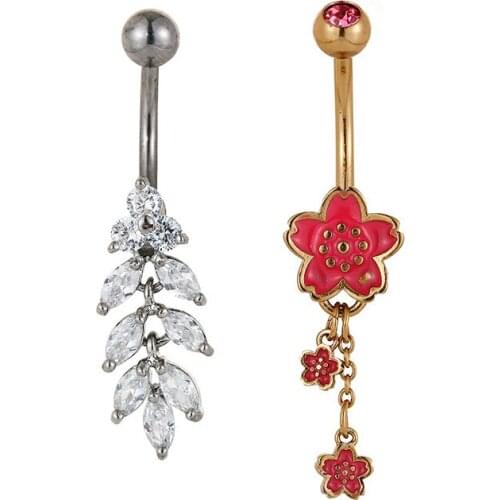 1PC Zircon Dangle Tassel Navel Belly Button Ring Piercing Bar Body Piercing Jewelry Ombligo Nombril Jewelry