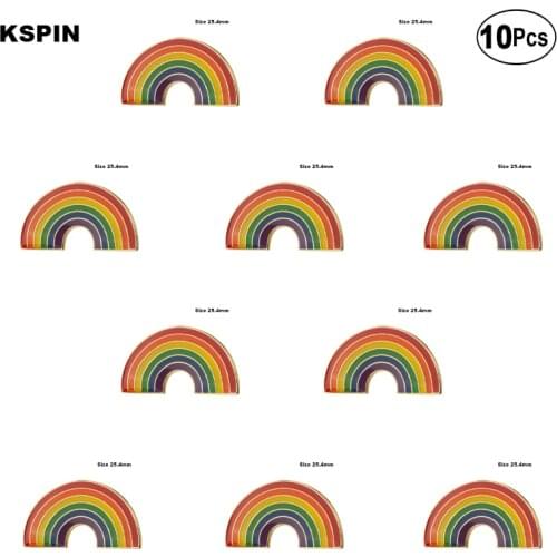 Rainbow Pride Heart Shape Lapel Pin Flag badge Brooch Pins Badges 10Pcs a Lot