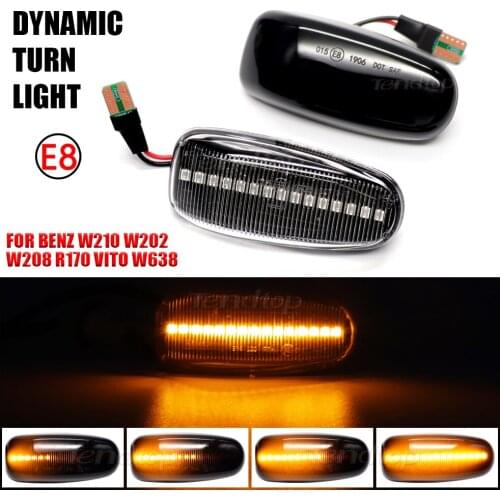 2 Pcs For Mercedes Benz W210 W202 CLK W208 SLK R170 W638 LED Side Marker Turn Signal Lights Sequential Lamp Car Accessories