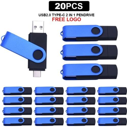 20pcs/lot Type-C USB Flash Drive 128GB 8GB Free Custom logo 128GB Pen Drive 64GB 32GB 16G Pendrive USB Stick Flash Disk For gift