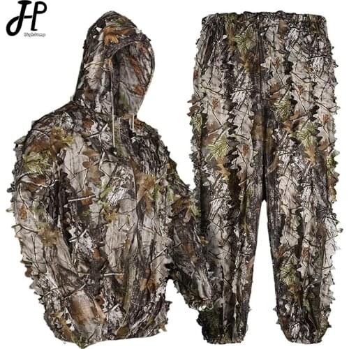 3D Bionic Maple Leaf Hunting Ghillie Suits Hooded Breathable Disguise Uniform Outdoor Hunting Birdwatching Sniper Airsoft Suit