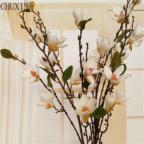 90cm Magnolia Silk Flower Artificial Orchid Flower Decor For Home Hotel Living Room Decoration Backgrounds Decor
