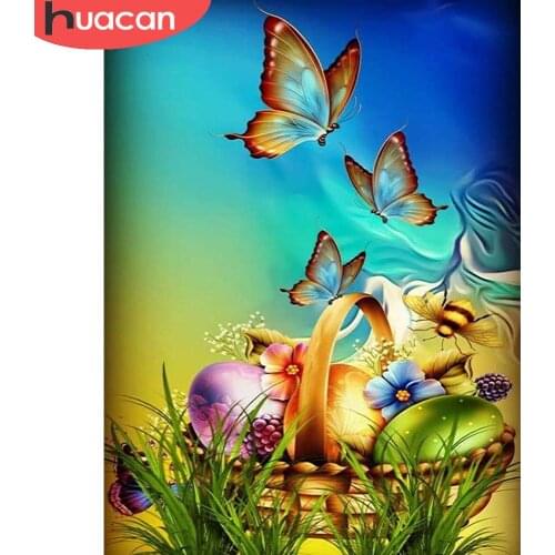 HUACAN 5d Diy Diamond Painting Butterfly Wall Stickers Diamond Embroidery Animal Easter Egg Mosaic Home Decor