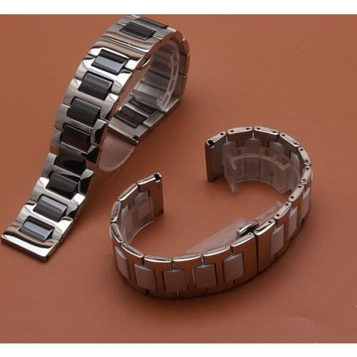 Stainless steel wrap Ceramic Watchbands straight End Solid Links FOR Diamond Watch Mens Ladys Accessories General bracelet Bands
