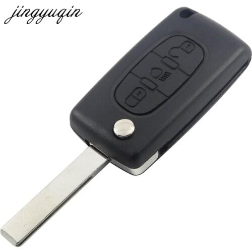 Jingyuqin 10X Hu83 Light Symbol Flip Remote Key Shell Case 3BTN for Citroen C2 C5 C6 Picasso for Peugeot 407 406 308 307 408